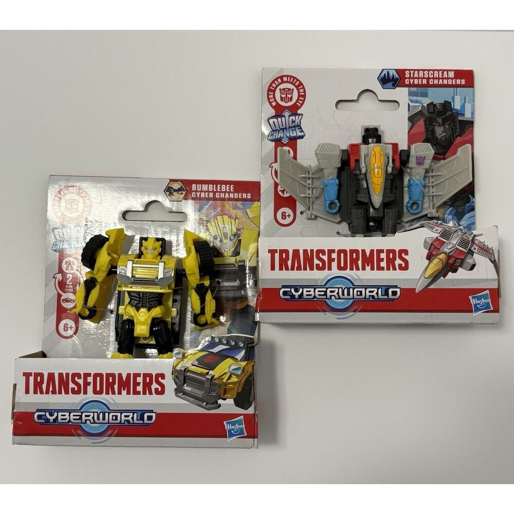 Lot Of 2 Transformers CYBERWORLD Bumblebee & Starscream Armor Up Action Figures